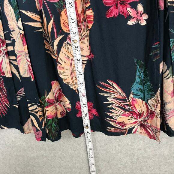 Patrons of Peace Skirt Womens Medium Black Tropical Maxi High Slits Pleated Tie - Picture 5 of 10